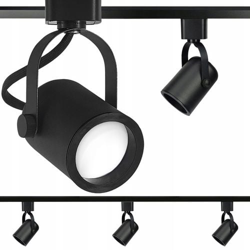 Zestaw 3x SPOT REFLEKTOR RUCHOMY CZARNY NA GU10 + SZYNOPRZEWÓD Szyna na Arena.pl