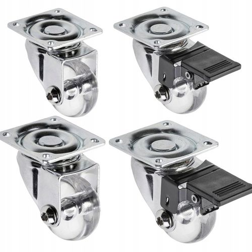 Kółka meblowe obrotowe Brazylia przezroczyste FI 35mm GTV - 4 Sztuki na Arena.pl