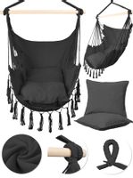 Fotel Wiszący Ogrodowy Krzesło Brazylijskie Kokon z Poduszkami Szary