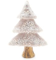 CHOINKA Z BROKATEM DEKORACJA GLAMOUR FUTERKO 24 cm SZARA