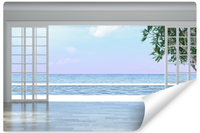 Fototapeta Widok z Okna OCEAN Zachód Słońca Abstrakcja 3D 300cm x 210cm