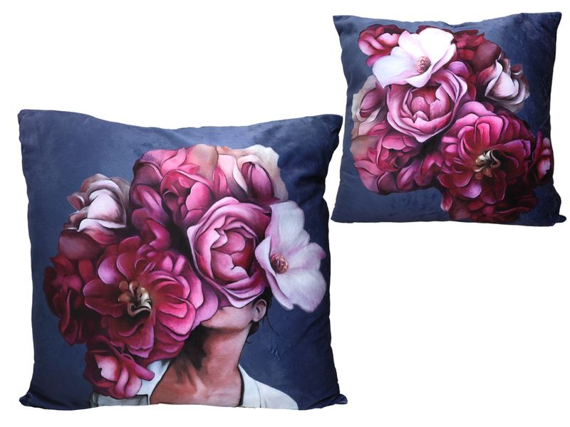 Poduszka z wypełnieniem/suwak - L. Lozano, Kwiaty na głowie (CARMANI) zdjęcie 1