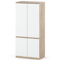 Szafa Garderoba Z Półkami Drażkiem Nowoczesna 80cm Dąb Sonoma Biały Mat