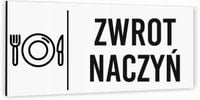 Tabliczka na drzwi ZWROT NACZYŃ Aluminium BIAŁA Dibond NADRUK UV