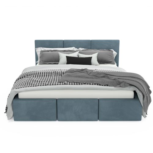 ŁÓŻKO TAPICEROWANE DO SYPIALNI 140x200 ŁÓŻKO PODWÓJNE Z POJEMNIKIEM MORSKIE na Arena.pl