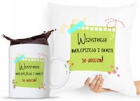 Zestaw Poduszka + Kubek Na Urodziny 50 50Te 50-Te Z Nadrukiem Ze Zdjęciem