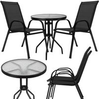 Meble ogrodowe metalowe zestaw dla 2 osób okrągły stół 2 krzesła czarny