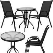 Meble ogrodowe metalowe zestaw dla 2 osób okrągły stół 2 krzesła czarny
