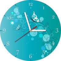 30X30CM ZEGAR MOTYLE TURKUSIE OBRAZ DRUK DZIECIĘCY POKÓJ KOLORY