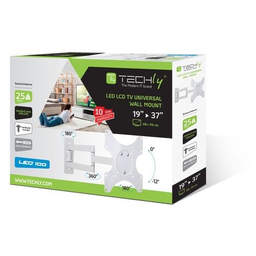 Uchwyt ścienny Techly LCD/LED 19"-37" 25kg, obrotowy,biały na Arena.pl