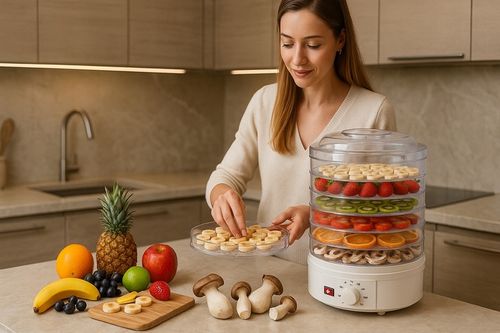 SUSZARKA SPOŻYWCZA DO GRZYBÓW OWOCÓW WARZYW REGULACJA 5 POZIOMÓW 600W na Arena.pl