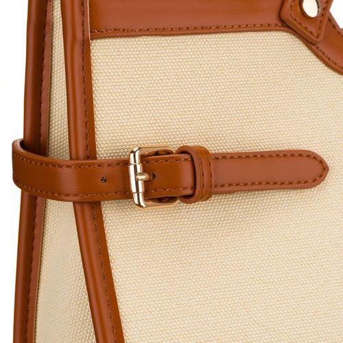 klasyczna, duża torebka damska w kolorach brązowym i ecru - peterson na Arena.pl