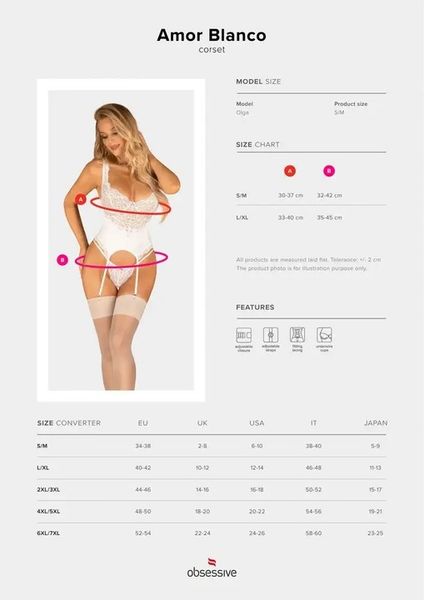 Bielizna-Amor Blanco gorset i stringi biały L/XL zdjęcie 3