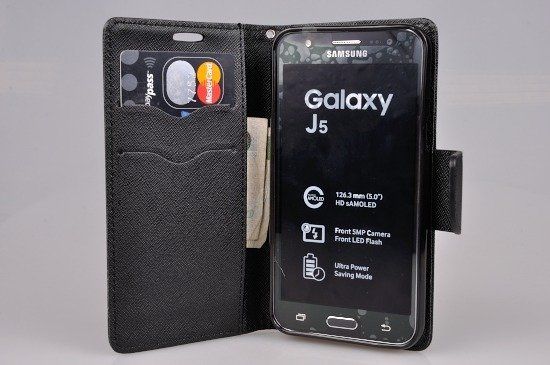 Etui portfel Fancy Case do SAMSUNG GALAXY J5 j500 (j5 2015) czarny zdjęcie 3