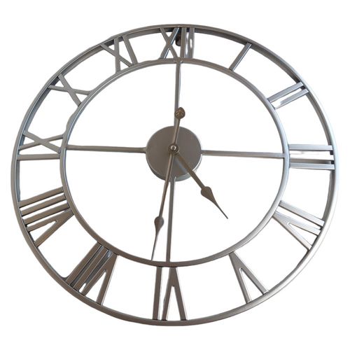 Zegar ścienny metalowy srebrny 47cm Vintage na Arena.pl