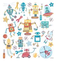 NAKLEJKI Z BROKATEM ROBOTY 28 SZT DPNK-158 DP CRAFT