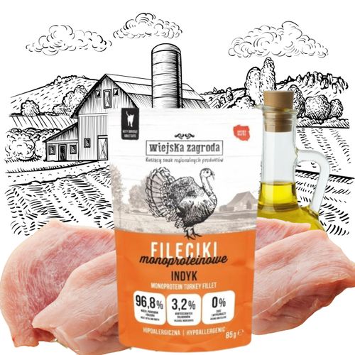 karma mokra dla kota fileciki monoproteinowe indyk 85g wiejska zagroda na Arena.pl