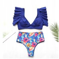 STRÓJ KĄPIELOWY DWUCZĘŚCIOWY BIKINI WYSOKI STAN MODELUJĄCY KOMPLET DAMSKI S