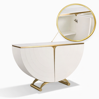 Biała konsola glamour półokrągła Vellora 140x35x86