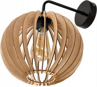 Lampa kinkiet ścienny stały prosty LOFT klosz kula GĘSTA Drewno na 1x E27
