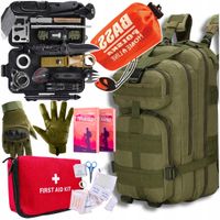 5W1 ZESTAW BUSHCRAFT PLECAK TAKTYCZNY RĘKAWICE XL FOLIA TERM APTECZKA MINI
