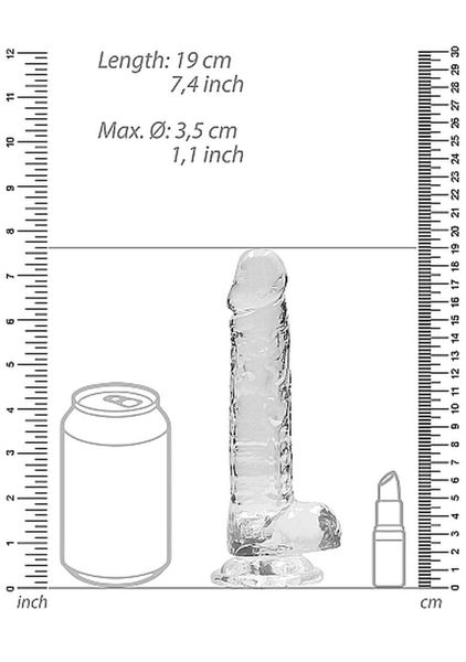 7"" / 18 Cm Realistic Dildo With Balls - Transparent zdjęcie 3