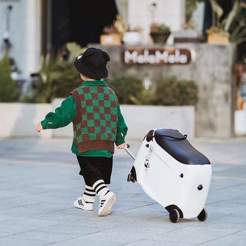 19858 Dziecięca walizka z siedziskiem na kółkach różowa jeździk do samolotu na Arena.pl