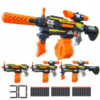 BLASTER SQUAD PISTOLET AUTOMAT MODUŁOWY MAGAZYNEK NA 25 STRZAŁEK +DODATKI