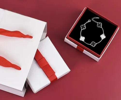 BRANSOLETKA Srebrna Damska SREBRO pr.925 Koniczyna Onyks Perłowa Koniczynka na Arena.pl