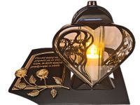 ZNICZ LAMPION NA GRÓB SERCE AŻUR ZŁOTO SKOS SENTENCJA+ ŚWIECA