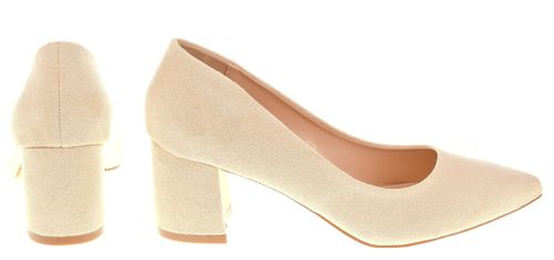 Czółenka zamszowe na słupku 6 cm. szpic beżowe Rozmiar obuwia - 39 na Arena.pl