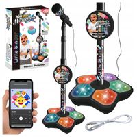 Mikrofon Ze Statywem Dla Dzieci Regulowany Czarny do Karaoke 2x Jack3,5mm