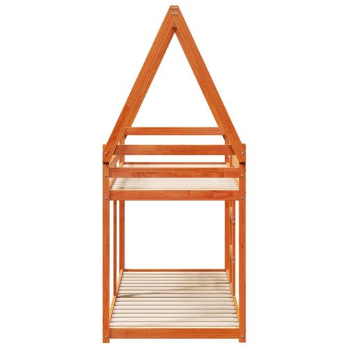 Łóżko z piętrem i daszkiem, woskowy brąz, 90x200 cm, sosnowe na Arena.pl