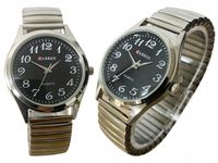 ZEGAREK WYGODNY NA GUMCE BRANSOLETA Srebrno-Czarny