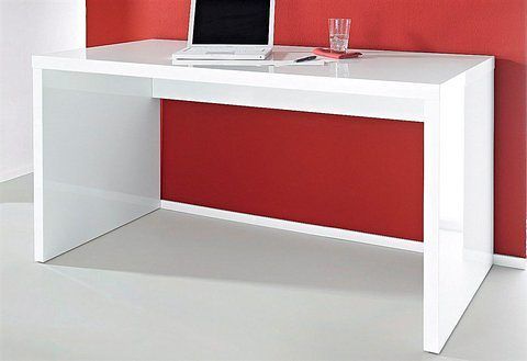Minimalistyczne biurko, biały połysk na Arena.pl