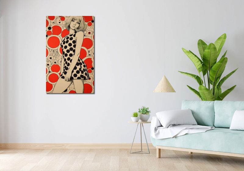 Obraz 60x100cm Czerwone Kropki zdjęcie 2