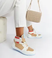 Biało-beżowe sneakersy za kostkę Eagan 39