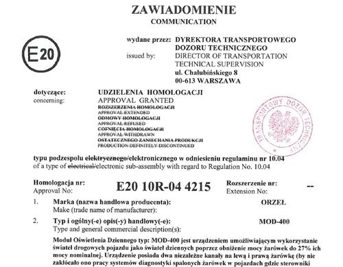 MODUŁ ŚWIATEŁ DŁUGICH DZIENNYCH DRL Dzienne na Arena.pl