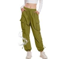Damskie Spodnie Cargo Trekkingowe Sportowe Casual Wodoodporne Zielone M