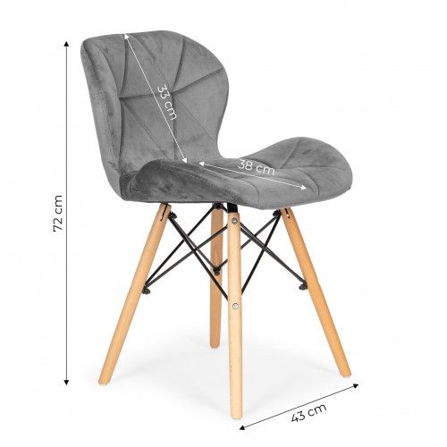 KRZESŁA WELUROWE MODERNHOME 4 SZT SZARE Z DREWNA BUKOWEGO na Arena.pl