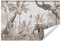 Fototapeta Dla Dzieci Dzikie ZWIERZĘTA Natura Dżungla Vintage 400cm x 280cm