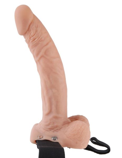 Żelowa Proteza Penisa Dla Mężczyzn Fetish 9'' Hollow Strap-On With Balls zdjęcie 3