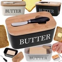 MASELNICZKA PORCELANOWA CERAMICZNA MASELNICZKA Z NOŻEM DO MASŁA BAMBUS TOP