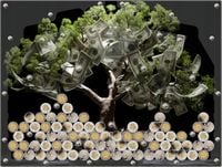 Elegancka Skarbonka Obraz na 5 Pomieści 1000 zł Drzewko Dollarowe