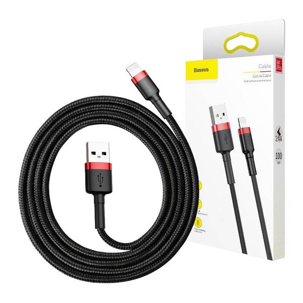 Kabel Lightning USB Baseus Cafule 2A 3m (czarno-czerwony) zdjęcie 1