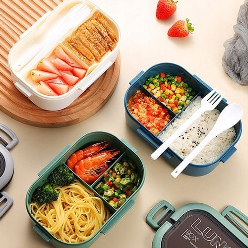 Przenośna ŚNIADANIÓWKA LUNCHBOX POJEMNIK BOX BENTO 1200 ml Z Nóż i widelec na Arena.pl
