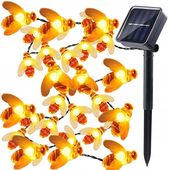 GIRLANDA LAMPKI PSZCZOŁY ZESTAW LAMPEK 20 LED OGRODOWE SOLARNE SOLAR