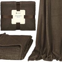 Narzuta na łóżko, pled 170x210cm tłoczony, dwustronny koc na kanapę brązowy