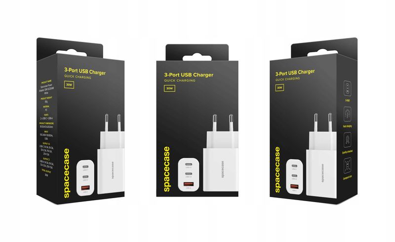 Spacecase Usb Charger 30W Gan Sc004W White zdjęcie 15
