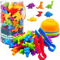 ZESTAW DO NAUKI LICZENIA I KOLORÓW Gra MONTESSORI edukacyjna FIGURKI W TUBA